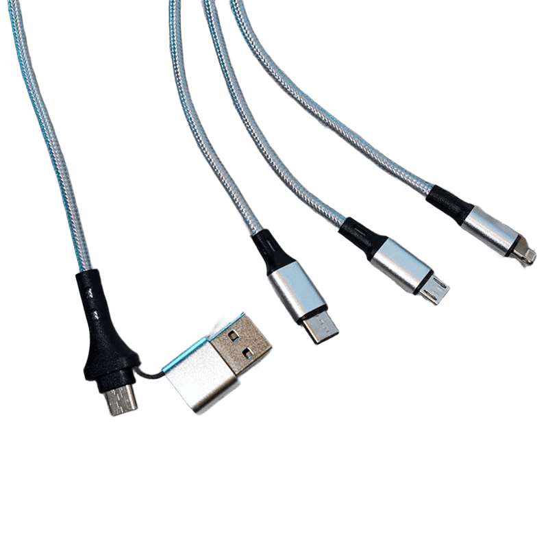 HH ZAP 4-IN-1 DENIM BRAIDED DATA CABLE